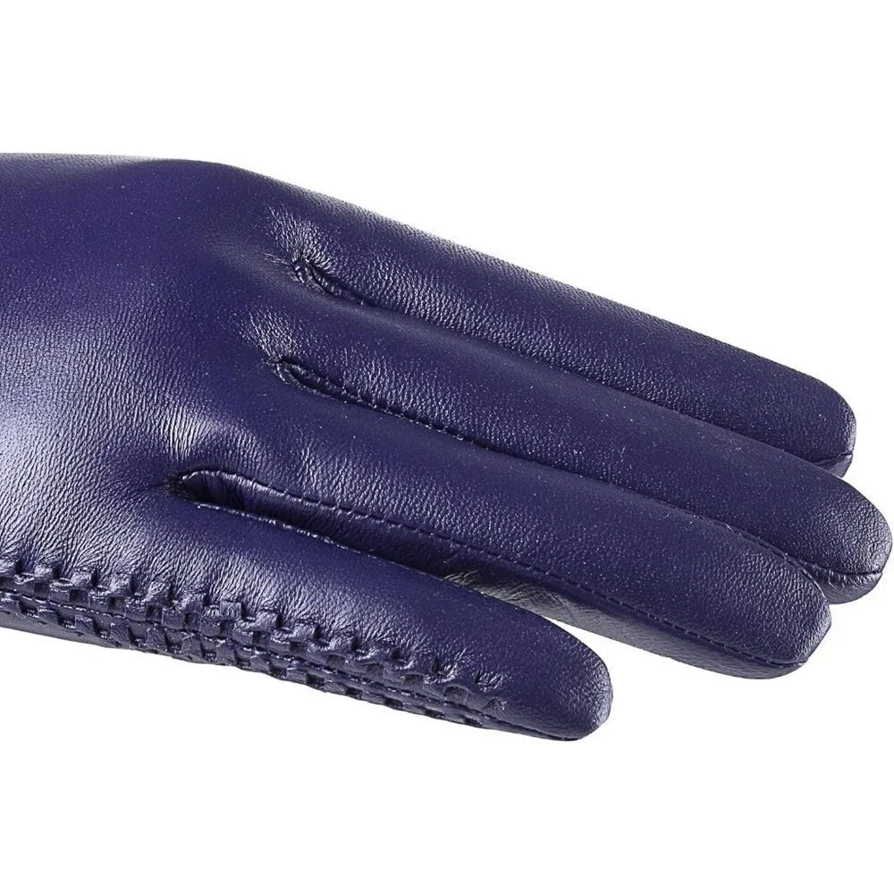 Women's Genuine Sheepskin Leather Gloves Winter Warm  Driving Gloves Purple